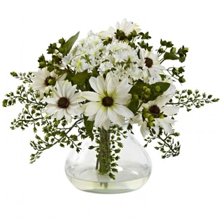 DARE2DECOR Mixed Daisy Arrangement With Vase - White DA2623397